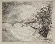 View of the Bridge of Saint-Pères, 1877. Creator: Félix Bracquemond (French, 1833-1914)