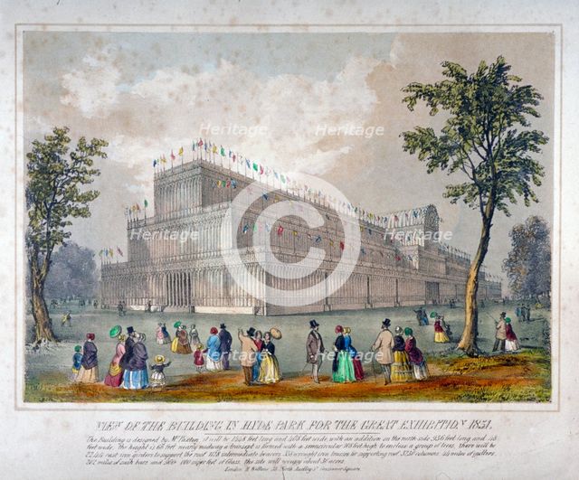 'View of the building in Hyde Park for the Great Exhibition, 1851', 1851.                            Artist: Anon