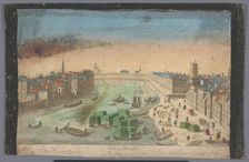 View of the built-up Pont Notre-Dame over the Seine River in Paris, 1700-1799. Creator: Anon