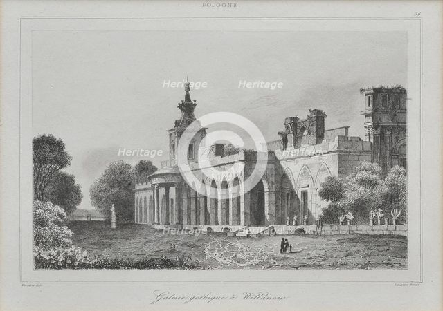 View of the Gothic Gallery in the Wilanów Palace, 1840. Artist: Lemaître, Augustin François (1792-1870)