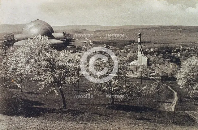 View of the Goetheanum and Heating House, Dornach, Switzerland, 1914-1916. Artist: Unknown
