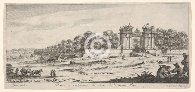 View of the gate of the residence of the Queen Mother, from the series 'Views and new ..., ca. 1644. Creator: Claude Goyrand.