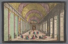 View of the Galerie des Glaces of the Versailles palace, 1700-1799. Creator: Anon