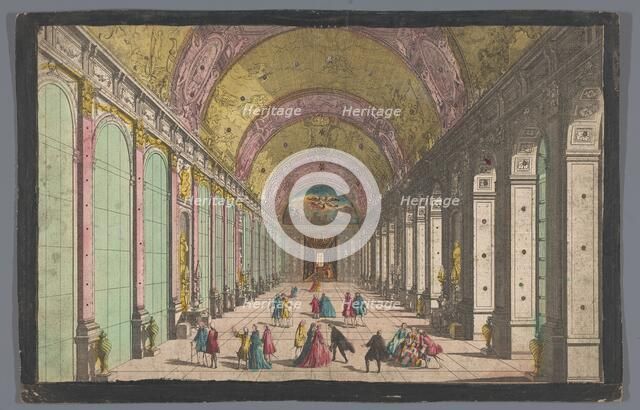 View of the Galerie des Glaces of the Versailles palace, 1700-1799. Creator: Anon.