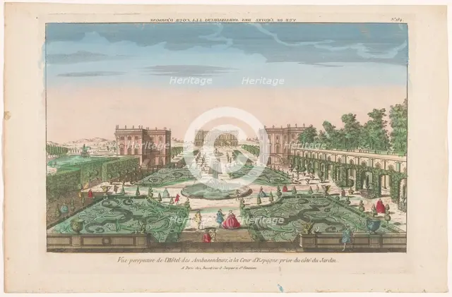 View of the garden and the Hotel des Ambassadors in Spain, 1700-1799. Creator: Anon.