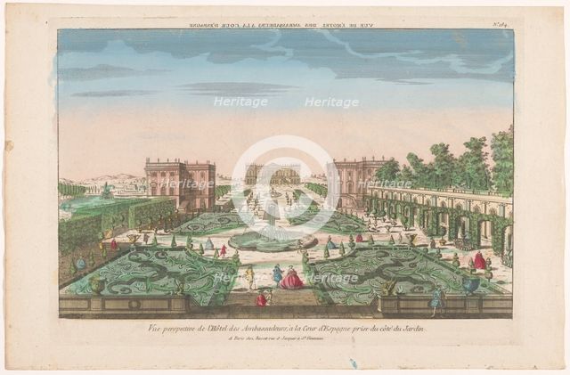 View of the garden and the Hotel des Ambassadors in Spain, 1700-1799. Creator: Anon.