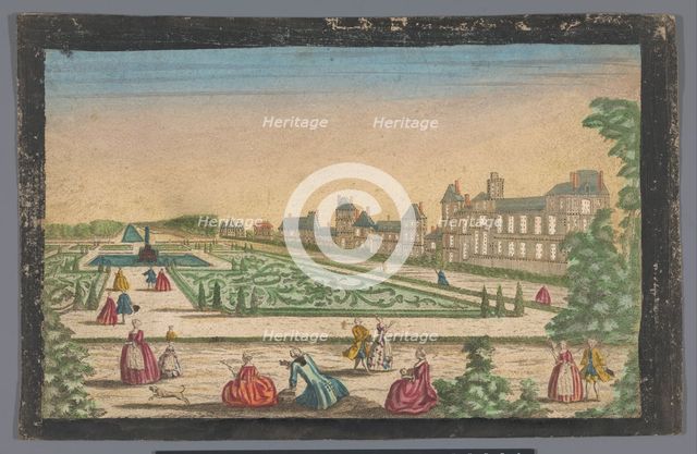 View of the garden and the Palais de Fontainebleau, 1700-1799. Creator: Anon.