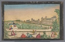 View of the garden and the Palais de Fontainebleau, 1700-1799. Creator: Anon