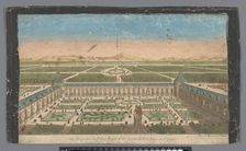 View of the garden and Buen Retiro Palace in Madrid, 1745-1775. Creator: Anon