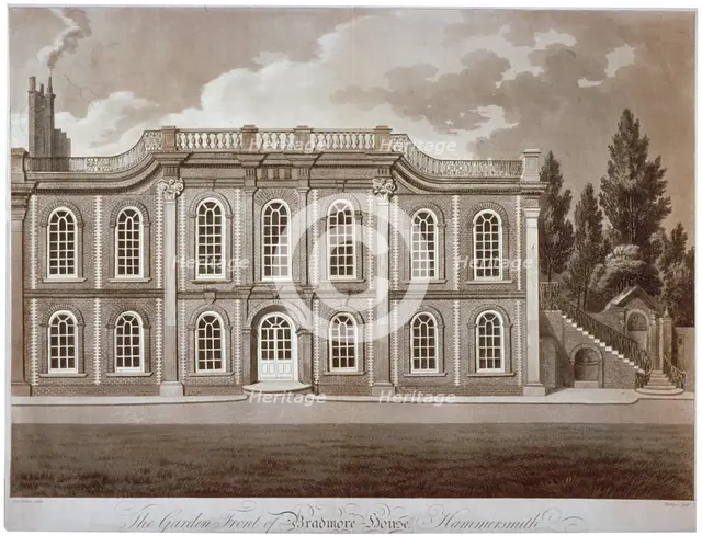 View of the garden front of Bradmore House, Hammersmith, London, c1800. Artist: M Merigot