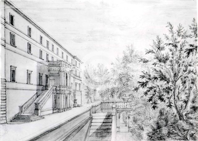 View of the Garden Terrace of the Villa d'Este at Tivoli, 1643-44. Creator: Israel Silvestre.