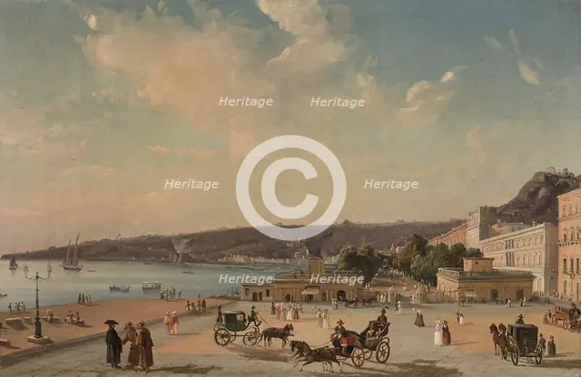 View of the gardens of Villa Reale, Naples. Creator: Carelli, Consalvo (Gonsalvo) (1818-1900).