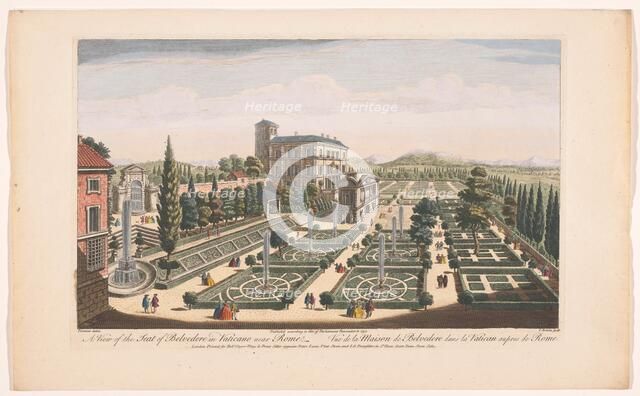 View of the Giardini Vaticani in Vatican City, 1750. Creator: Thomas Bowles.