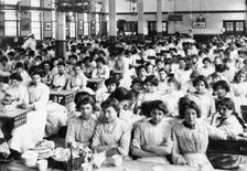 View of the girl’s dining hall, York, Rowntree Factory, Yorkshire, 1910