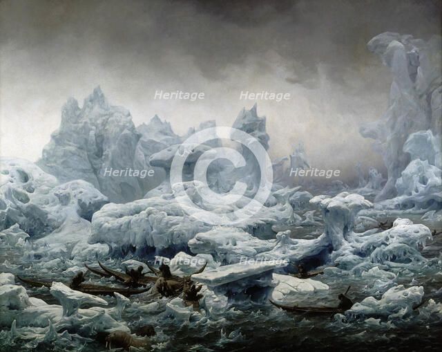 View of the Glacial Ocean, Walrus Fishing in Greenland, 1841. Creator: Biard, François-August (1798-1882).