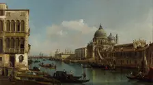 View of the Grand Canal: Santa Maria della Salute and the Dogana from Campo Santa..., about 1743. Creator: Bernardo Bellotto