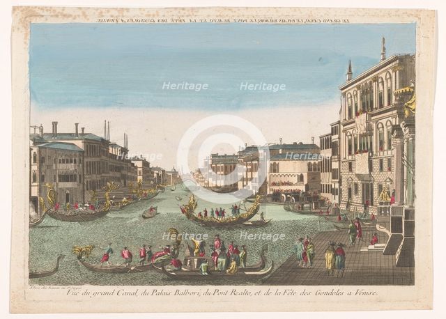 View of the Grand Canal with gondolas, the Palazzo Balbi and the Ponte Rialto in..., 1700-1799. Creator: Anon.