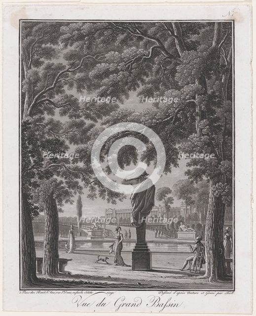 View of the Grand Basin of the Tuileries (behind the statue of Autumn), ca. 1803. Creator: Johann Heinrich Troll.