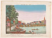 View of the Great Bridge over the River Weser in Bremen, 1755-1779. Creator: Johann Friedrich Leizelt