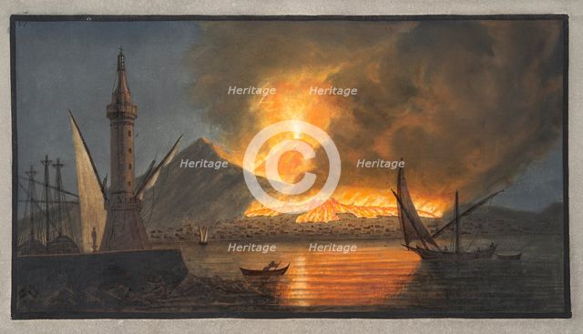 View of the great eruption of Vesuvius from the mole of Naples in the night of the 20th October, 176