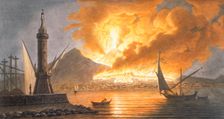 View of the great eruption of Vesuvius from the mole of Naples in the night of 20 October 1767, 1776 Creator: Pietro Fabris (fl. 1768 - 78)