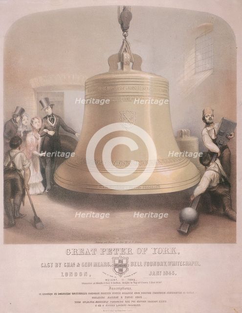 View of the Great Peter of York bell, 1845.  Artist: AR Grieve