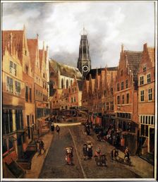 View of the Grote Houtstraat in Haarlem, 17th century. Creator: Hals, Nicolaes (1628 - 1686)