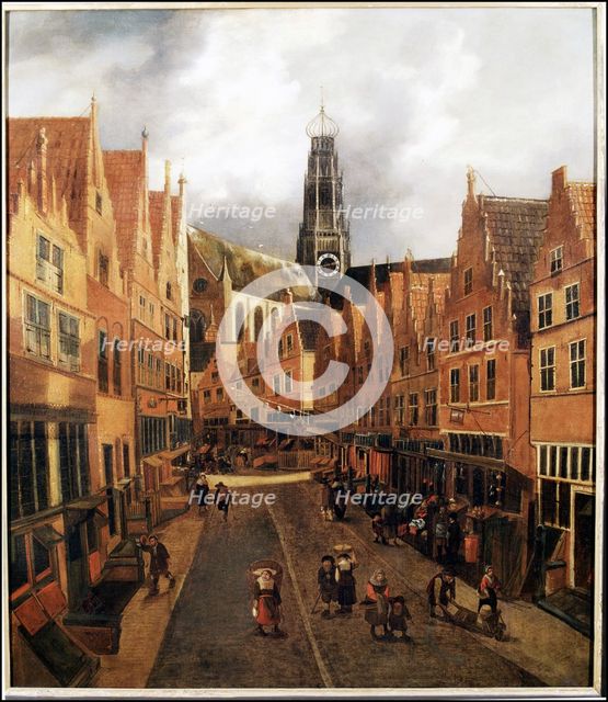 View of the Grote Houtstraat in Haarlem, 17th century. Creator: Hals, Nicolaes (1628 - 1686).