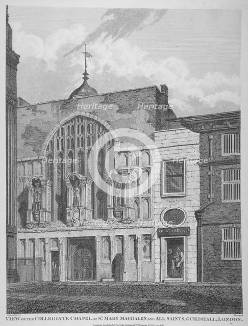 View of the Guildhall Chapel, giving its original dedication, City of London, 1815. Artist: William Wise