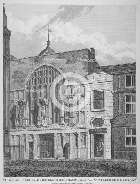 View of the Guildhall Chapel, giving its original dedication, City of London, 1815. Artist: William Wise