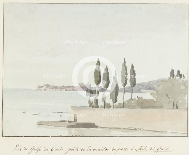 View of the Gulf of Gaeta opposite the posthouse at Gaeta pier, 1778. Creator: Louis Ducros.