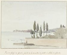 View of the Gulf of Gaeta opposite the posthouse at Gaeta pier, 1778. Creator: Louis Ducros