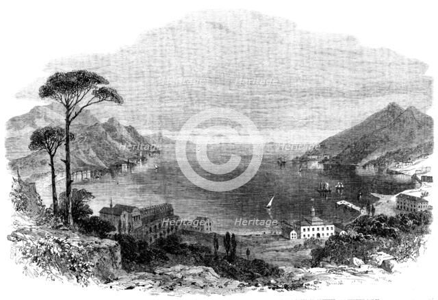 View of the Gulf of Spezia: showing the house at Varignano in which Garibaldi is confined, 1862. Creator: Unknown.