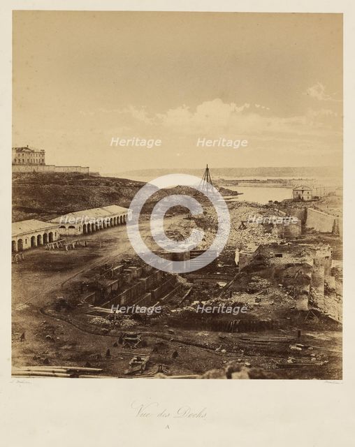 View of the Docks. From: Souvenir de la Guerre de Crimee, 1855. Creator: Méhédin, Léon-Eugène (1828-1905).