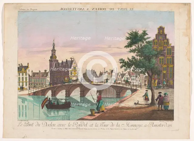 View of the Doelen Bridge over the Amstel in Amsterdam, 1755-1779. Creator: Johann Friedrich Leizelt.