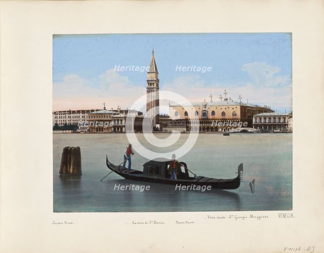 View of the Doge's Palace, the Campanile and surrounding buildings in Venice..., 1850-1876. Creator: Anon.