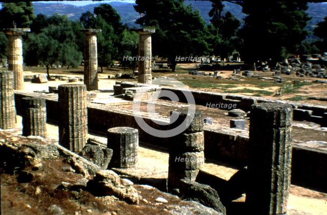 View of the Doric columns of Olympia.