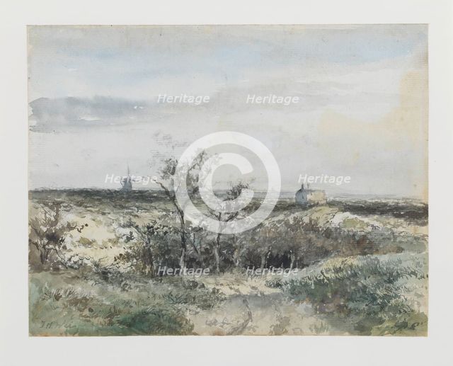 View of the Dekkersduin, with the old gas factory and windmill in the distance, 1834-1903. Creator: Jan Hendrik Weissenbruch.
