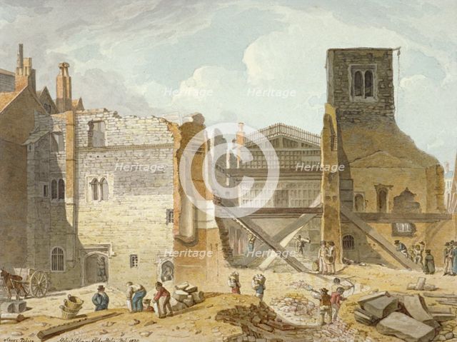 View of the demolition of the Savoy Palace, Westminster, London, 1820. Artist: Robert Blemmell Schnebbelie
