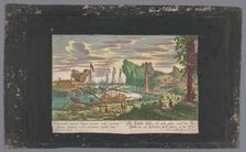 View of the departure of two ships, 1708-1756. Creators: Martin Engelbrecht, Anon