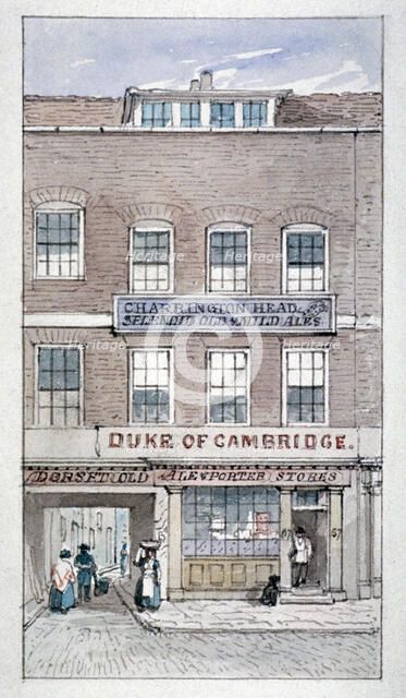 View of the Duke of Cambridge Tavern, Shoe Lane, City of London, c1840.                    Artist: James Findlay