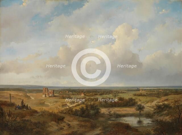 View of the Dunes with the Ruins of Brederode Castle near Santpoort, 1844. Creator: Andreas Schelfhout.