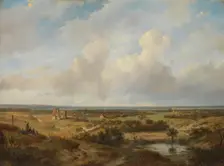 View of the Dunes with the Ruins of Brederode Castle near Santpoort, 1844. Creator: Andreas Schelfhout