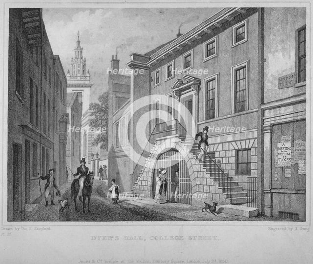 View of the Dyers' Hall, College Street, City of London, 1830. Artist: John Greig
