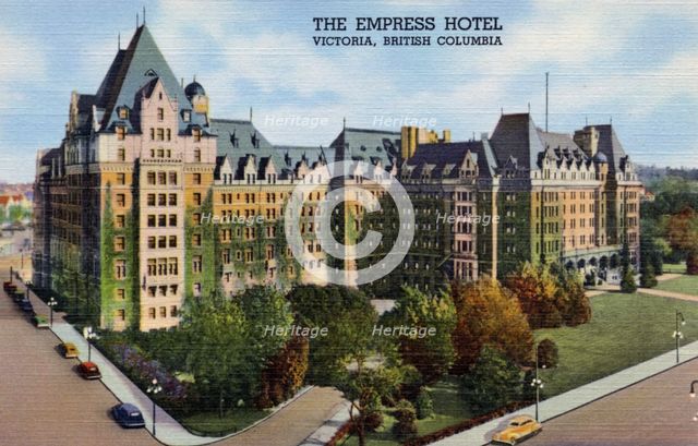 View of the Empress Hotel in Victoria, British Columbia, Canada, 1940. Artist: Unknown