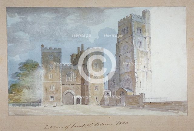 View of the entrance to Lambeth Palace, London, 1803.            Artist: Anon