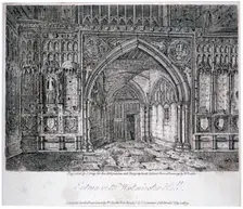 View of the entrance to Westminster Hall, London, 1809. Artist: John Greig
