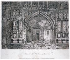 View of the entrance to Westminster Hall, London, 1809. Artist: John Greig
