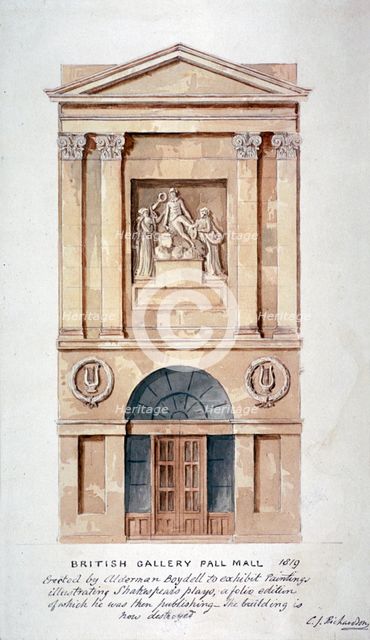 View of the entrance to the British Institution, Pall Mall, Westminster, London, 1819. Artist: Charles James Richardson