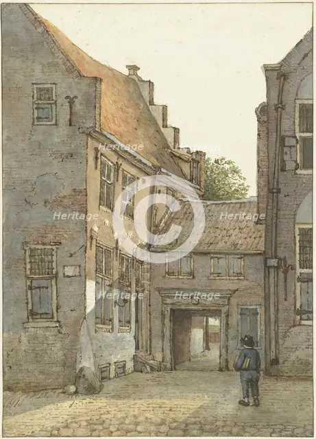 View of the entrance to the Latin school, the St. Hieronymusschool, on the Kromme Nieuwegracht in Ut Creator: Gerrit Lamberts.